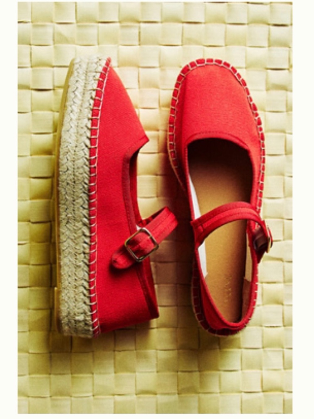 Maeve Anthropologie Mary Jane Espadrille Flats Cherry Red Size 8/US EU 39